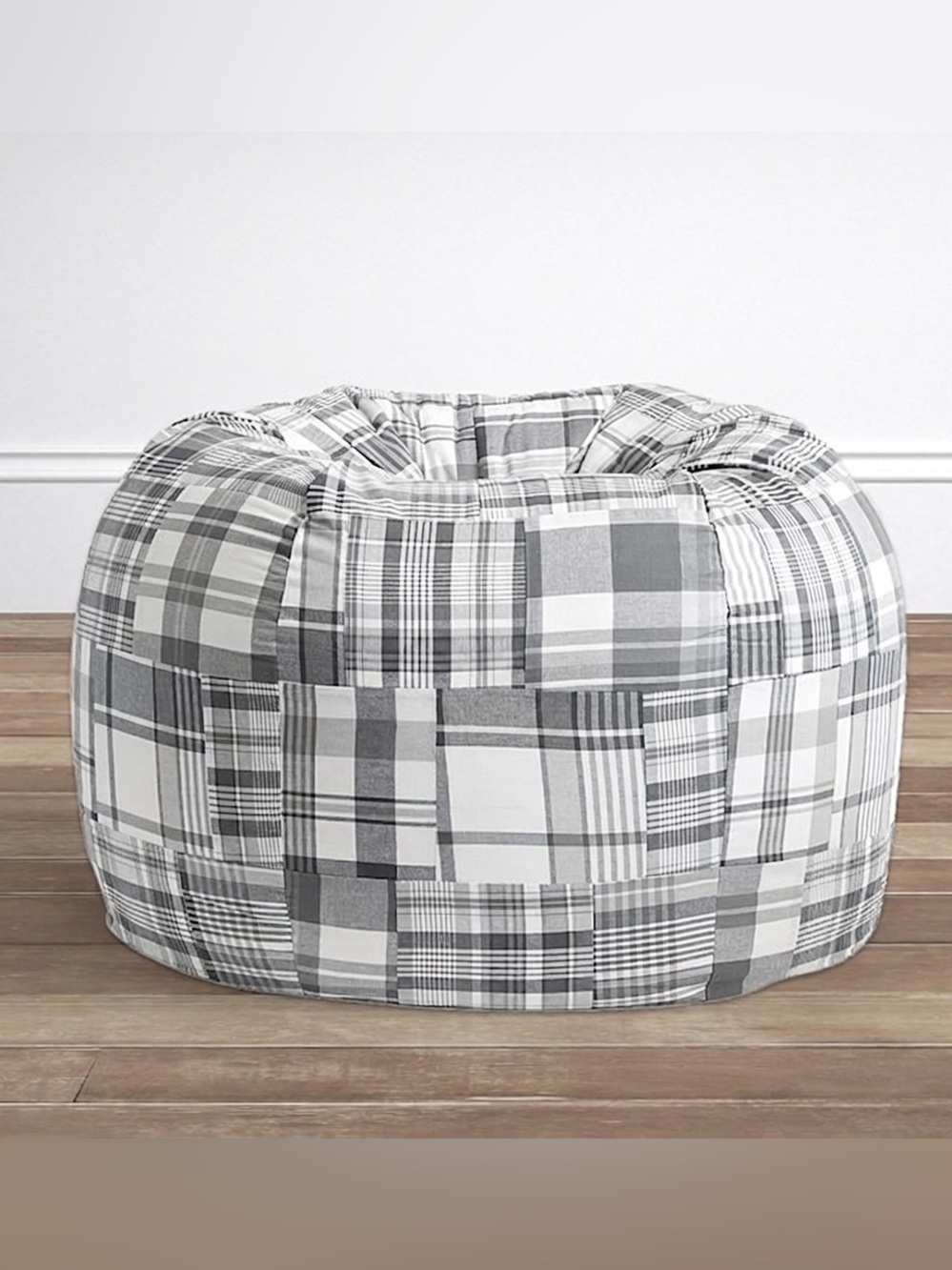 NWOT Pottery Barn Kids Madras Patchwork Bean Bag Chair SLIP COVER Non-Monogramed